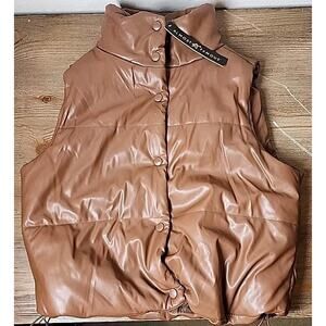 Almost Famous Faux Brown Leather Vest, Size - S